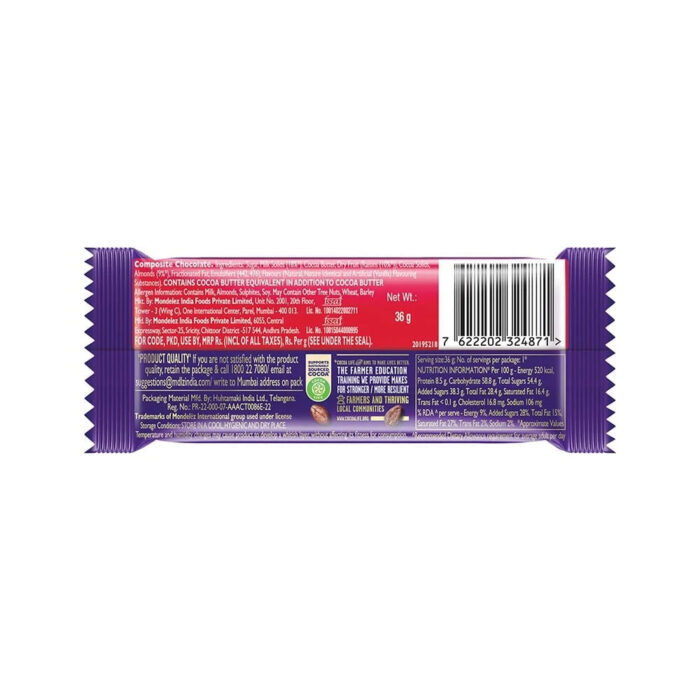 Cadbury Dairy Milk Fruit & Nut Small Chocolate Bar - Image 5