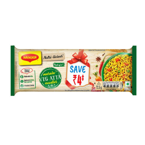 Maggi Nutri-Licious Masala Veg Atta Instant Noodles  ( 4 Pieces )